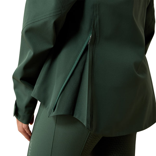 Green raincoat with a hood on a white background