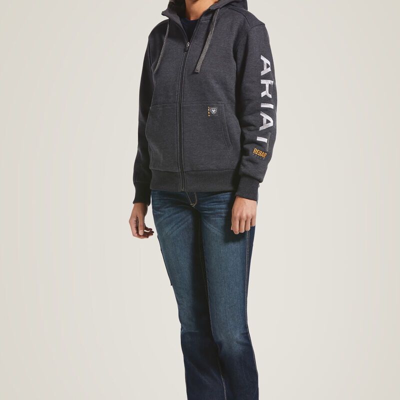 Ariat Women's Rebar All-Weather Full Zip Hoodie In Charcoal Heather