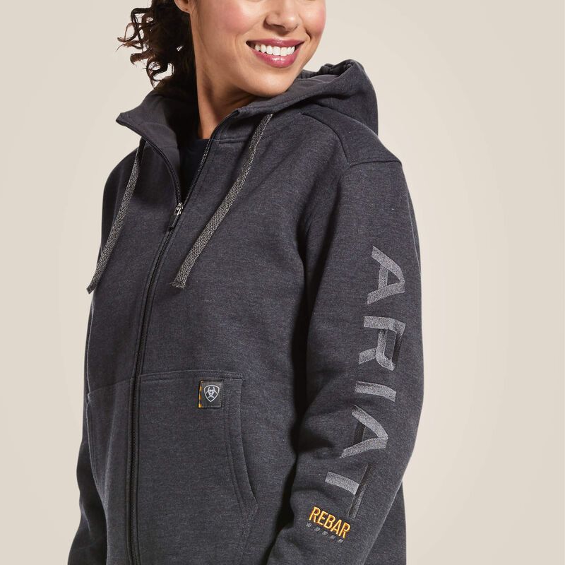 Ariat Women's Rebar All-Weather Full Zip Hoodie In Charcoal Heather