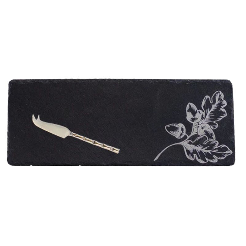Selbrae House Autumn Acorns Mini Slate Cheese Board & Knife Set