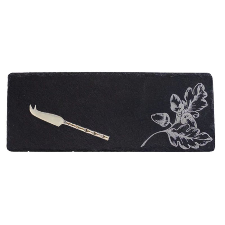 Selbrae House Autumn Acorns Mini Slate Cheese Board & Knife Set