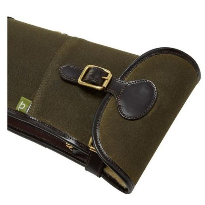Chatham Waxed Canvas Gun Slip In Green/Dark Brown - Buckle