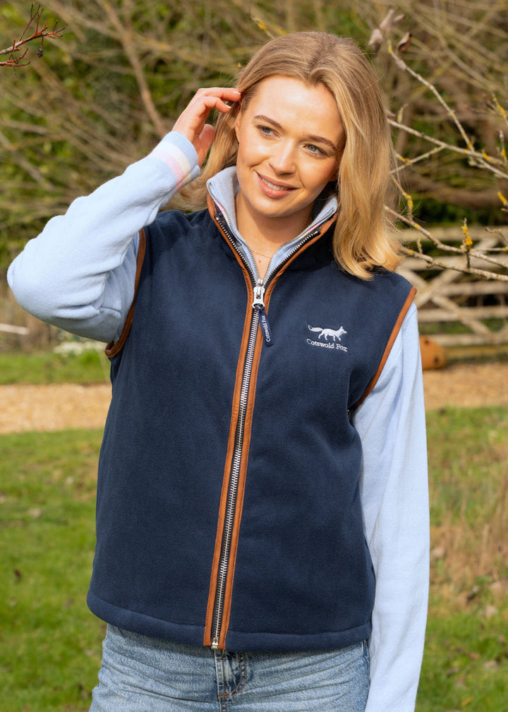 Cotswold Fox Unisex Fleece Gilet In Navy