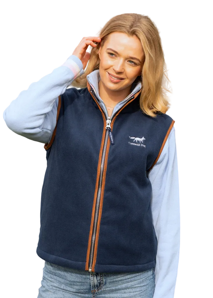 Cotswold Fox Unisex Fleece Gilet In Navy