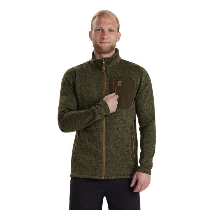 Deerhunter Olive Sarek Knitted Jacket Front Model