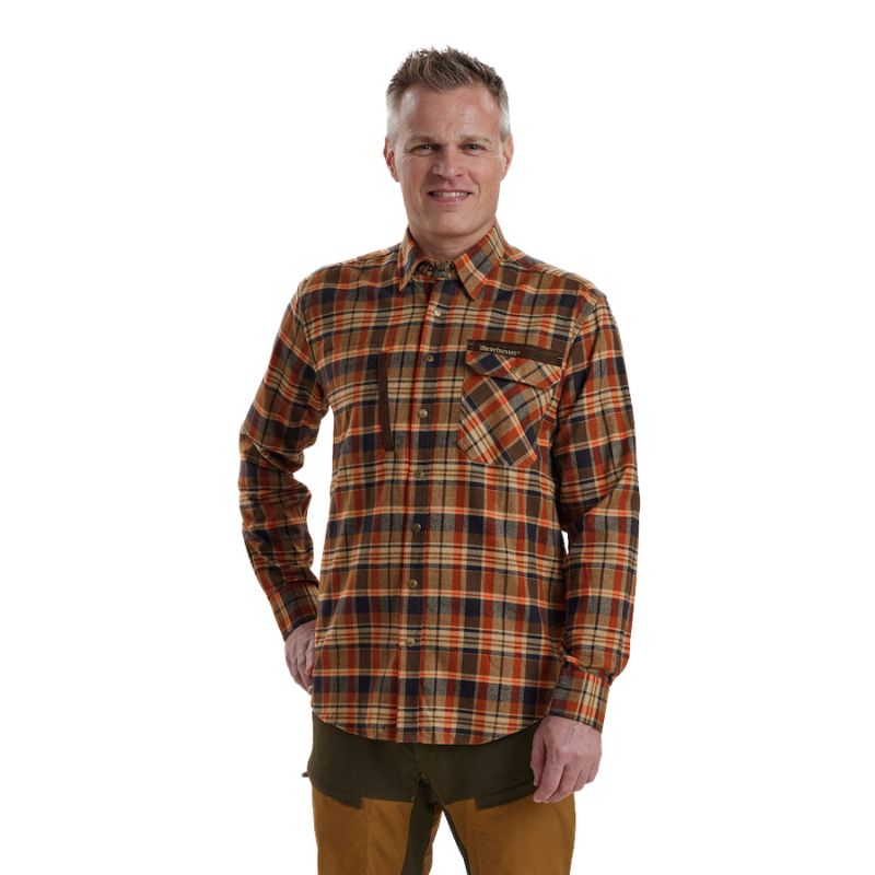 Deerhunter Hektor Shirt Orange Check Model Front