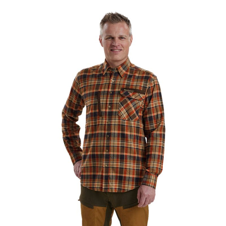Deerhunter Hektor Shirt Orange Check Model Front