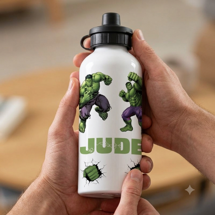 Personalised Hulk Themed Water Bottle