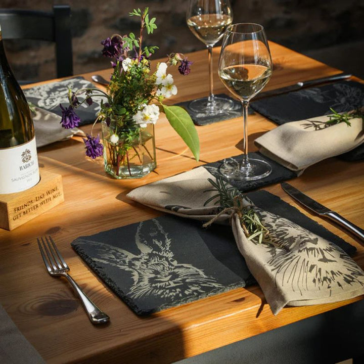Selbrae House Hare Slate Coaster & Place Mat Set - Lifestyle