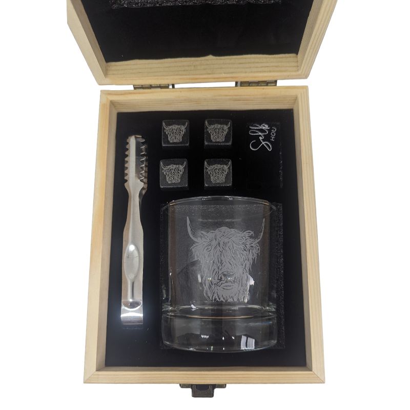 Highland Cow Drinks Set by The Just Slate Company Glass