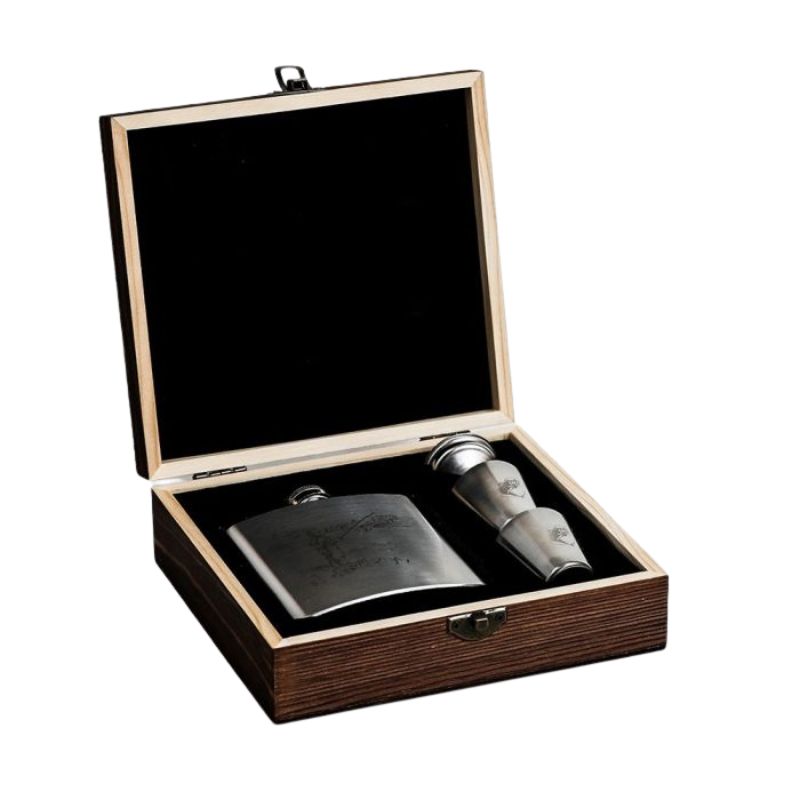 Selbrae House Hip Flask & Cup Set - Fishing - boxed