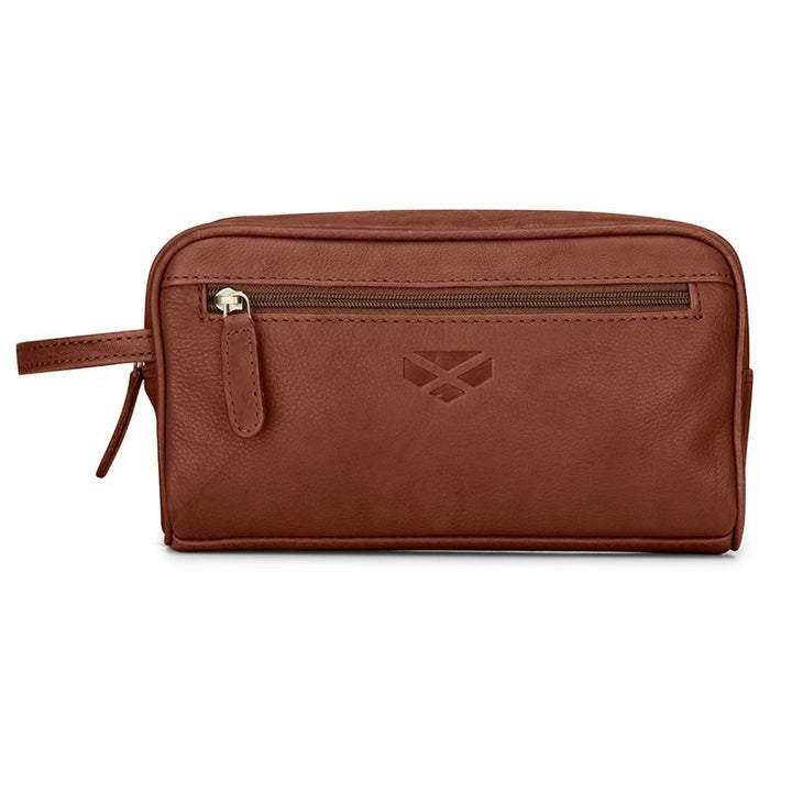 Monarch Leather Wash Bag In Whiskey