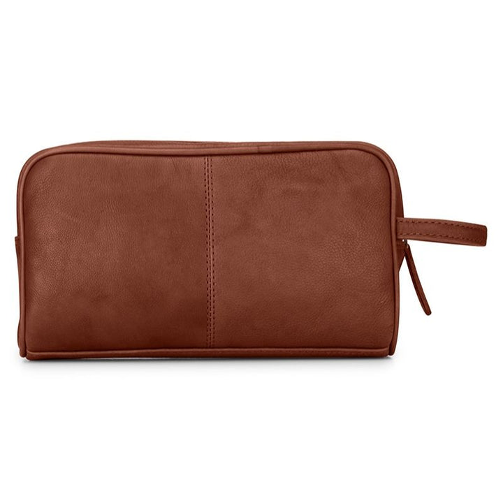 Monarch Leather Wash Bag In Whiskey