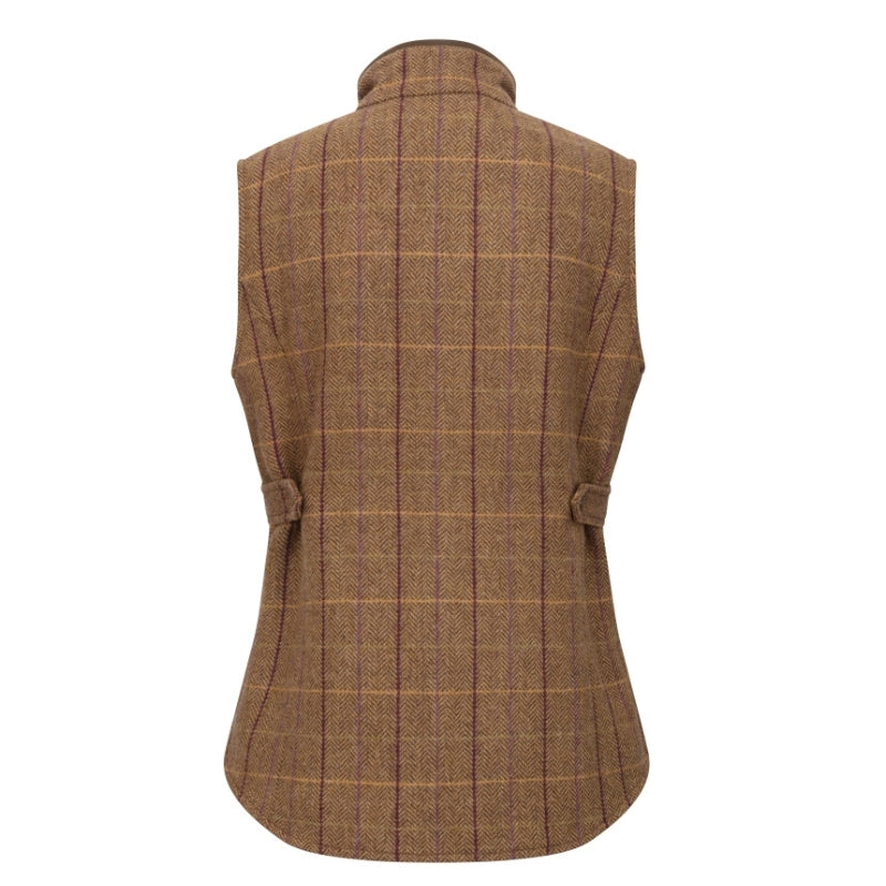 Hoggs Of Fife Women's  Eden Technical Tweed Gilet In Bracken/Blackberry