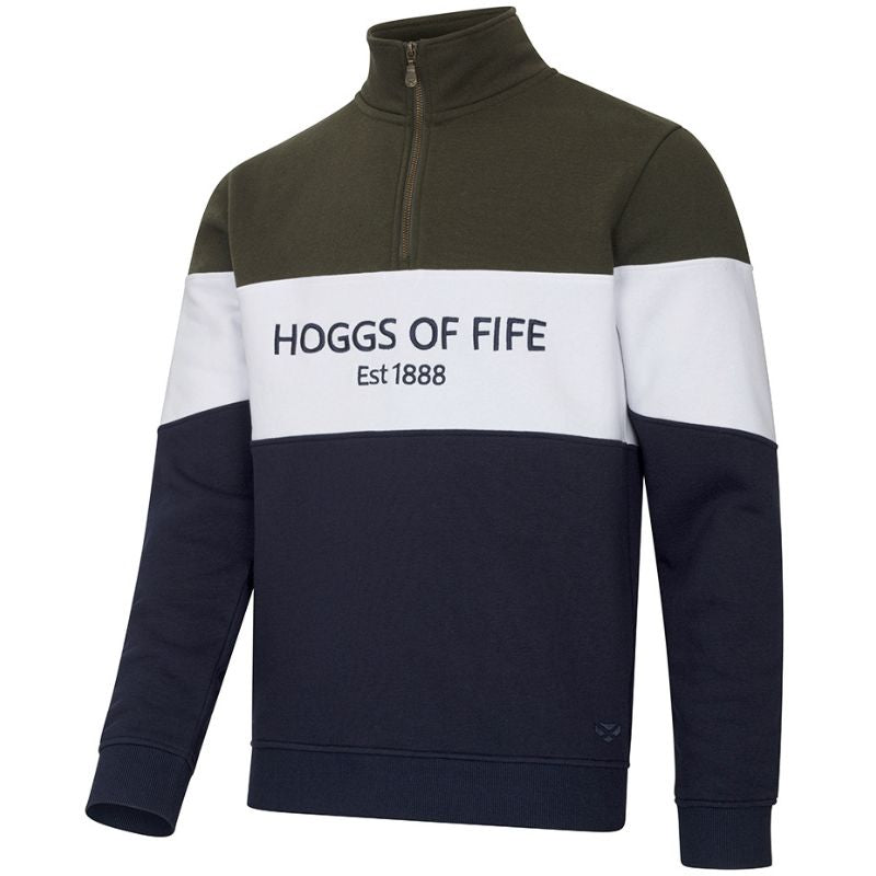 Dumfries 1888 Mens 1/4 Zip Sweatshirt in Forest/White/Navy