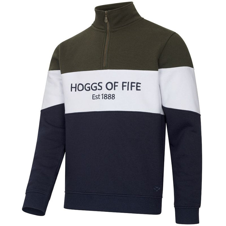 Dumfries 1888 Mens 1/4 Zip Sweatshirt in Forest/White/Navy