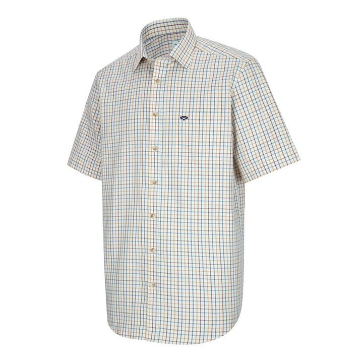 Hoggs of Fife Kessock Short Sleeve Shirt in Brown Blue