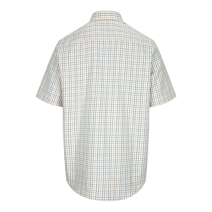 Hoggs of Fife Kessock Short Sleeve Shirt in Brown Blue Back.jpg