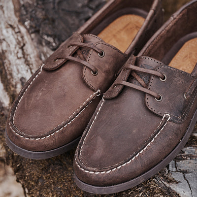 Hoggs of Fife Mull Deck Shoe in Waxy Brown Use