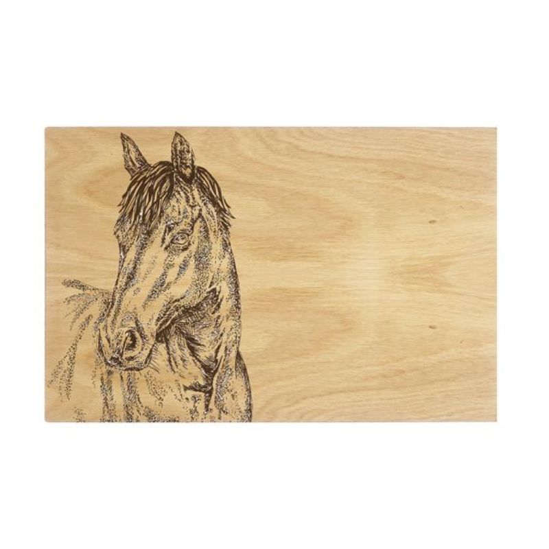 Horse Portrait Oak Cheese Board & Knife Set Board