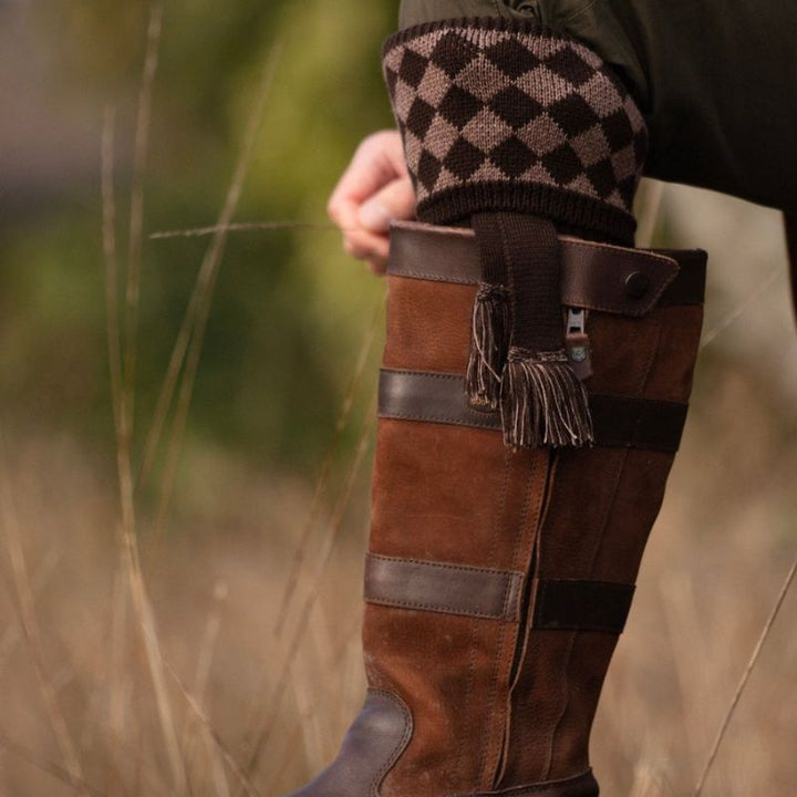 House of Cheviot Chessboard Socks ~ Walnut/Bison