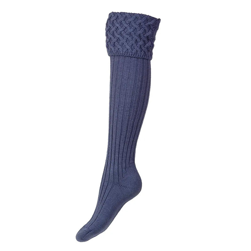 House of Cheviot Lady Rannoch Shooting Socks in Denim in Medium