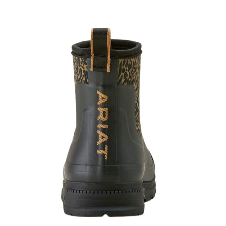 Ariat Women's Kelmarsh Shortie Rubber Boot in BLACK|OCELOT PRINT - Heel