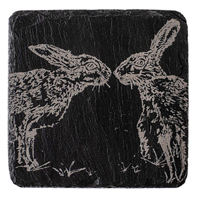 Kissing Hares Single Slate Coaster by The Just Slate Company