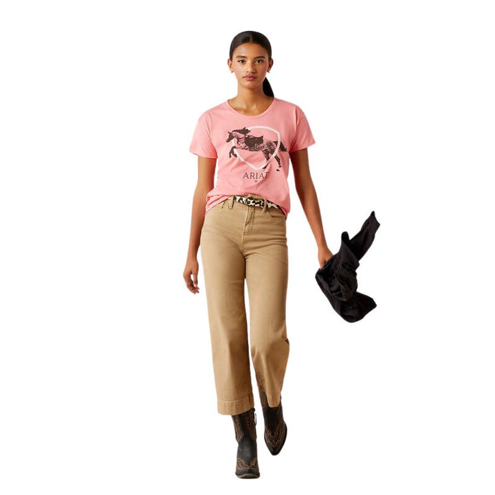 Ariat Lucky Jumper T-Shirt In Coral Heather - Lifestyle