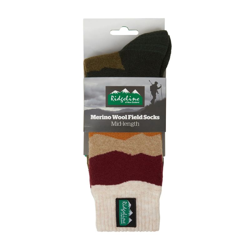 Ridgeline Merino Wool Socks Mid Length In Berry