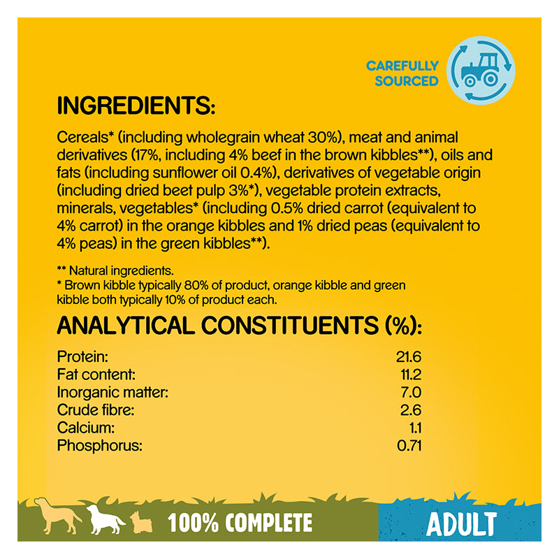 Pedigree Adult Dry Dog Food Beef & Vegetable 12kg Fact