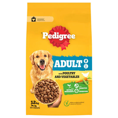 Pedigree Adult Dry Dog Food With Poultry And Vegetables 12kg