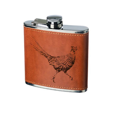 Pheasant Leather Hip Flask by The Just Slate Company