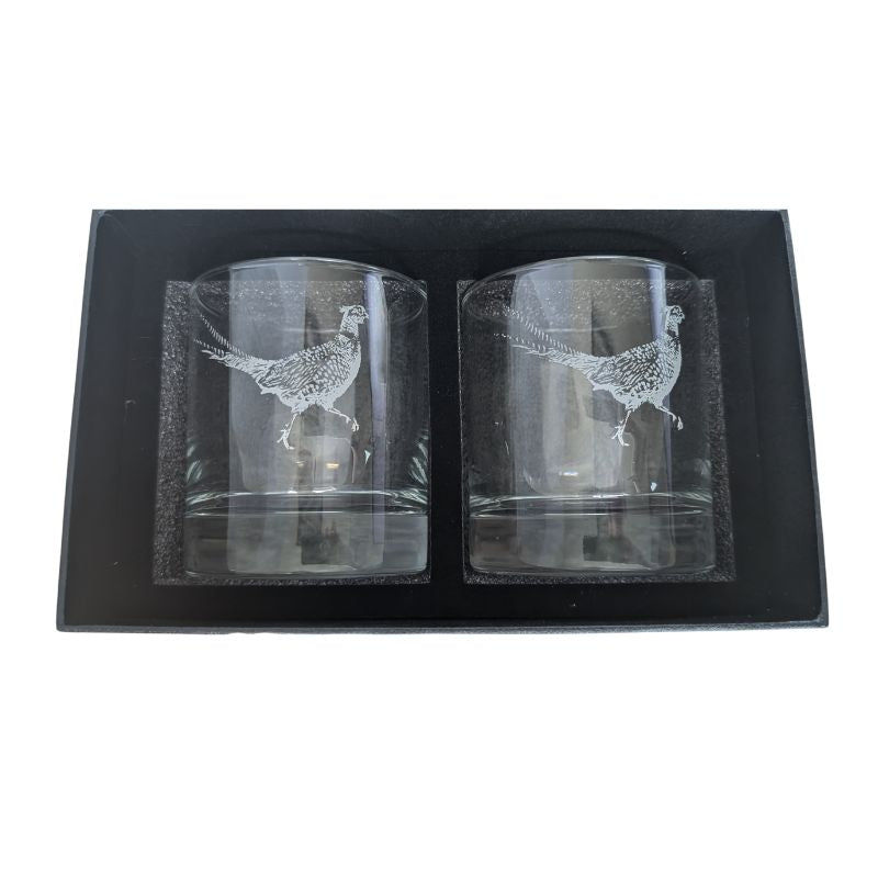 Pheasant Pair of Tumblers Glasses
