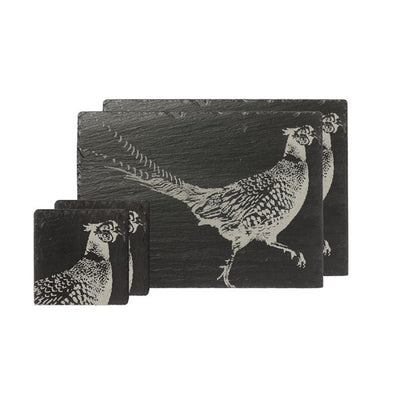 Pheasant Slate Coaster & Place Mat Set