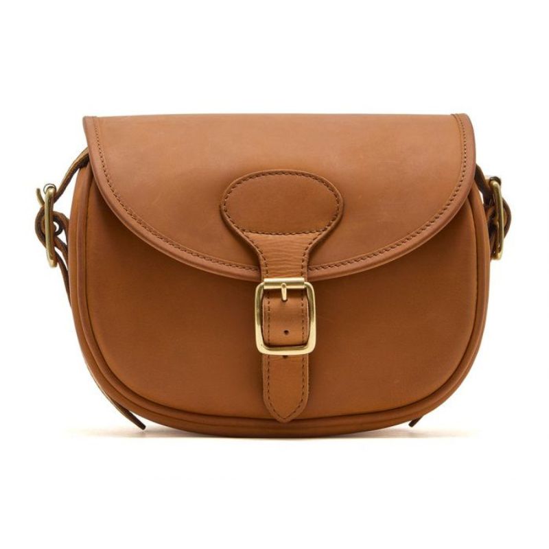 Premium Antique Oiled Leather Cartridge Bag In Tan