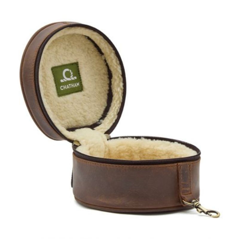 Premium Antique Oiled Leather Hearing Protection Case - Inside
