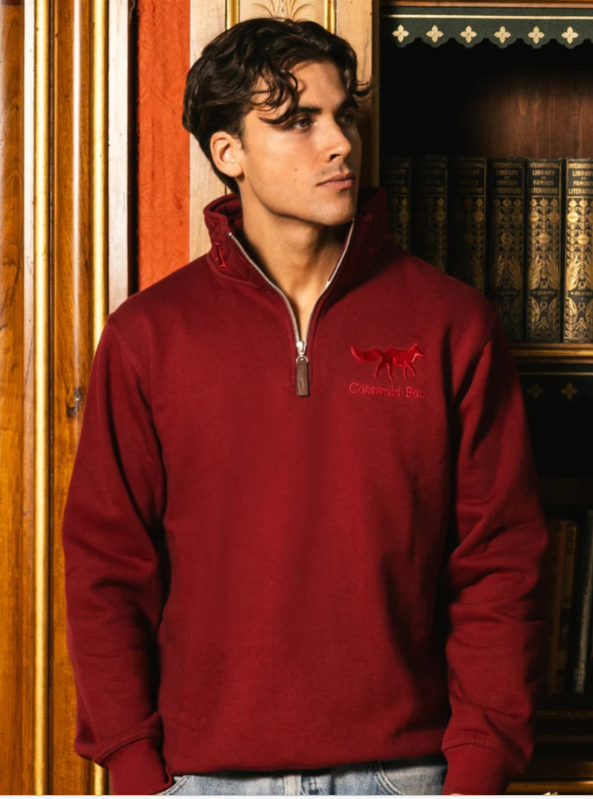 Cotswold Fox Tetbury Quarter Zip – Burgundy | Unisex Country Sweatshirt
