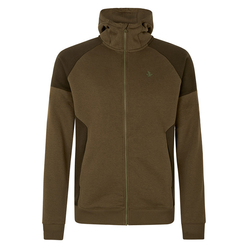 Seeland Cross Hoodie with Zip in Dark Olive Front