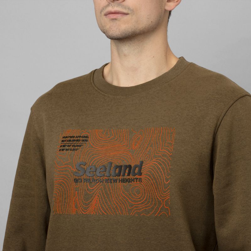 Seeland Pulse Sweatshirt Dark Olive Melange Close