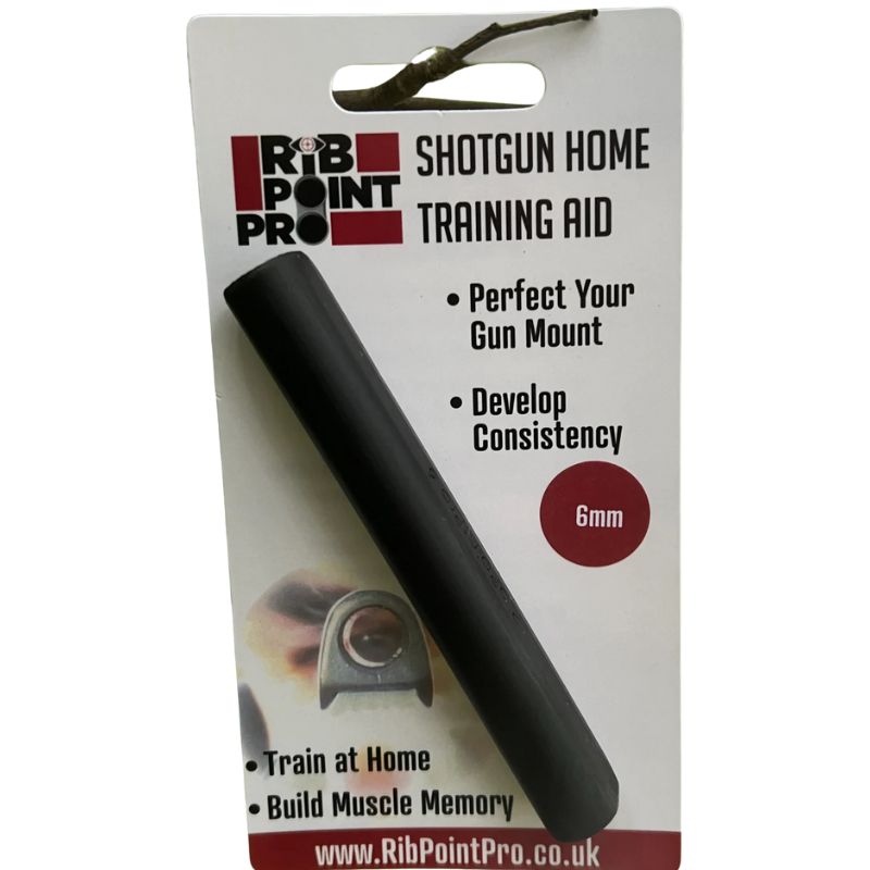 Rib Point Pro shotgun home training aid on packaging with text and branding.