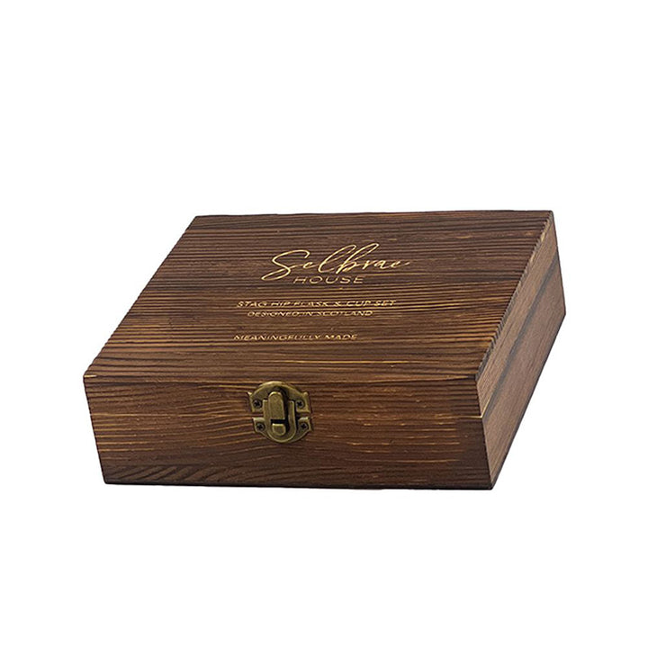 Stag Hip Flask & Cup Set by The Just Slate Company Box