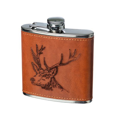 Stag Leather Hip Flask by The Just Slate Company