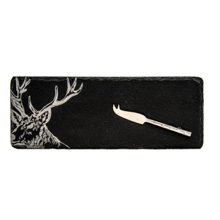 Selbrae House Stag Single Mini Slate Cheese Board & Knife Set