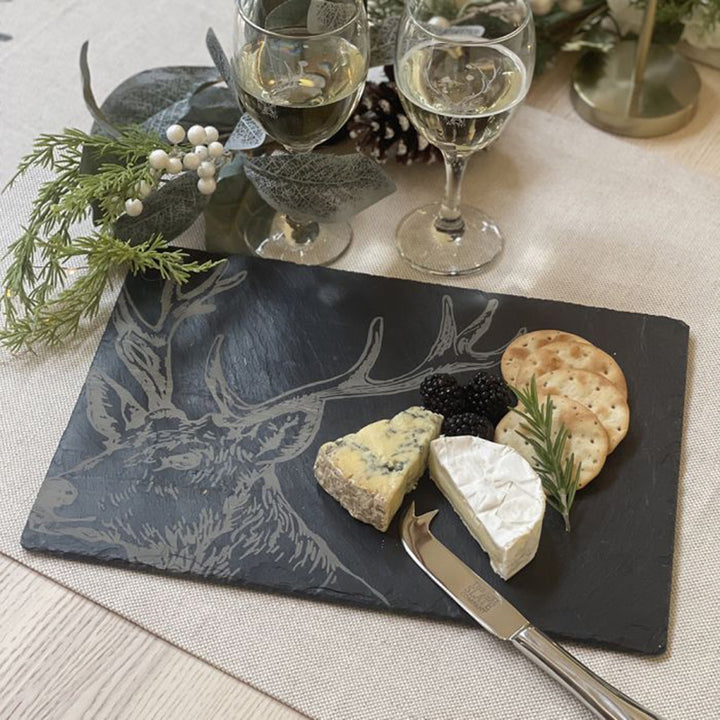 Stag Slate Cheese Board & Knife Set Setting
