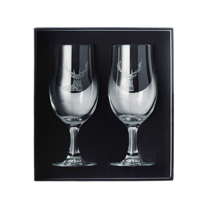 Selbrae House Stag Craft Beer Glasses - Boxed