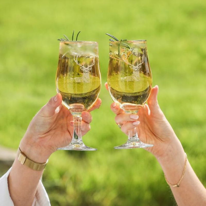 Selbrae House Stag Craft Beer Glasses - Lifestyle