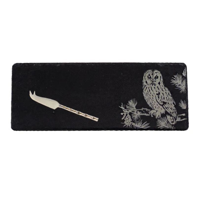 Selbrae House Tawny Owl Mini Slate Cheese Board & Knife Set