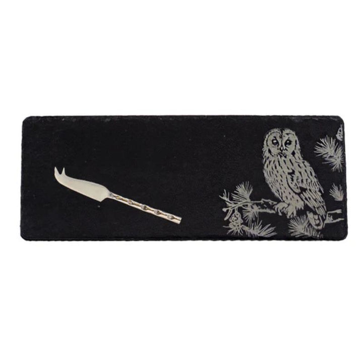 Selbrae House Tawny Owl Mini Slate Cheese Board & Knife Set