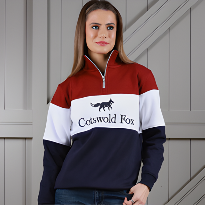 Cotswold Fox Cirencester Quarter Zip – Burgundy | Unisex Country Sweatshirt